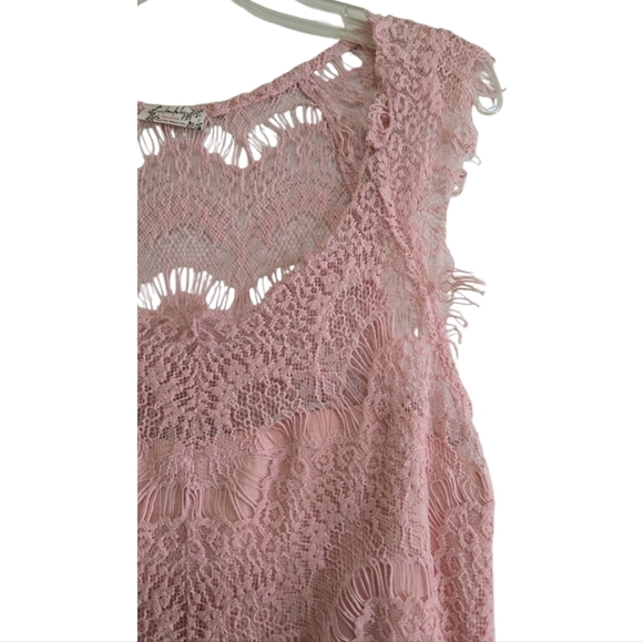 Free People Pale Pink Lace Peekaboo Dress Delicate Romantic Sleeveless XS Resort - Picture 4 of 8